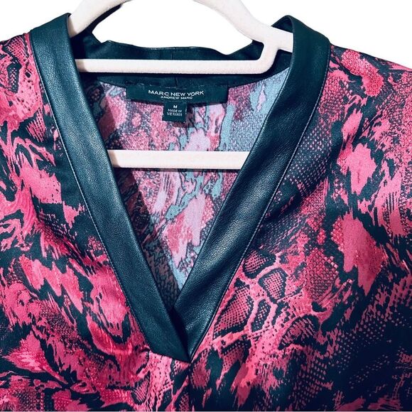 Marc New York Pink Floral Satin Kimono Style Half Sleeve Top Sz M - Picture 4 of 8